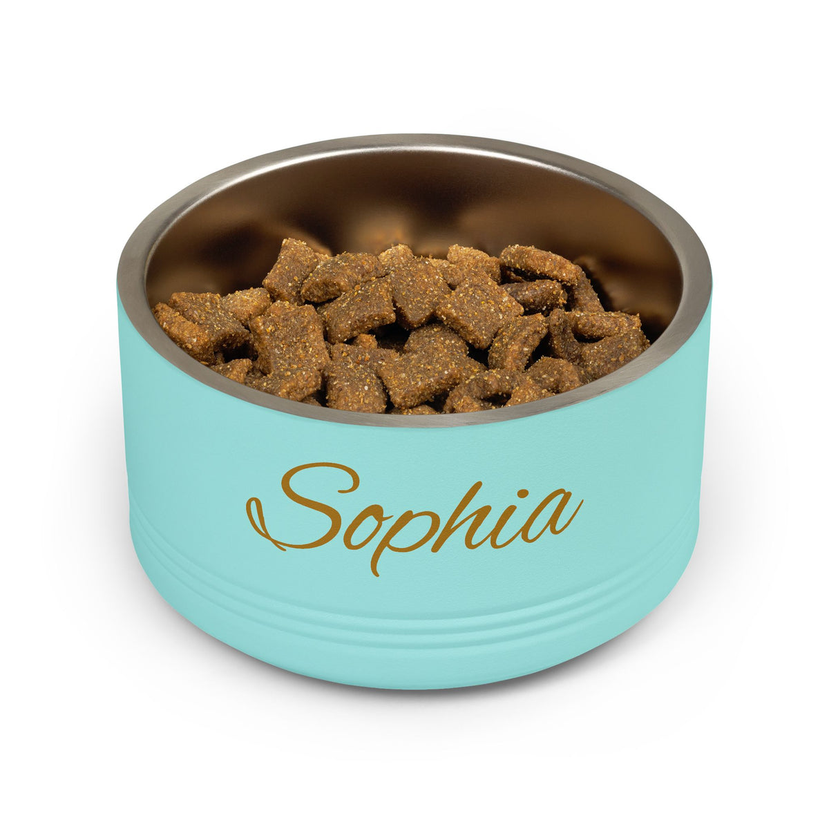 Personalized Dog Bowl — Paw Print Edition • Gold Text • Alex Brush | TS2K Puppies