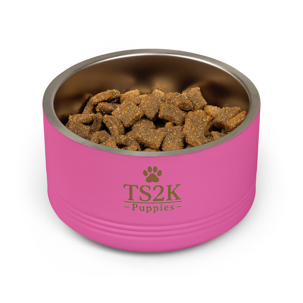 Personalized Dog Bowl — Paw Print Edition • Black Text • Alex Brush | TS2K Puppies