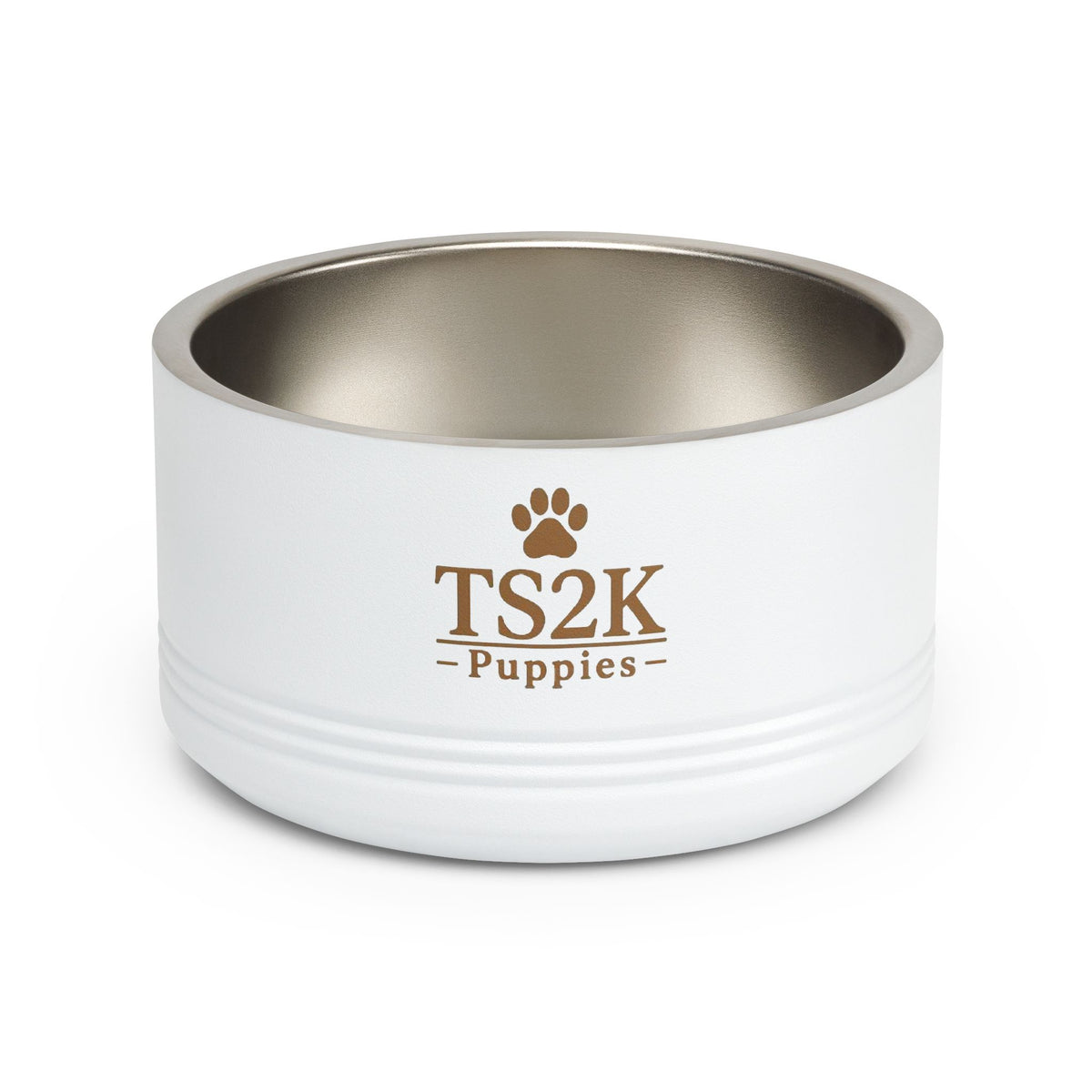 Personalized Dog Bowl — Paw Print Edition • Black Text • Alex Brush | TS2K Puppies