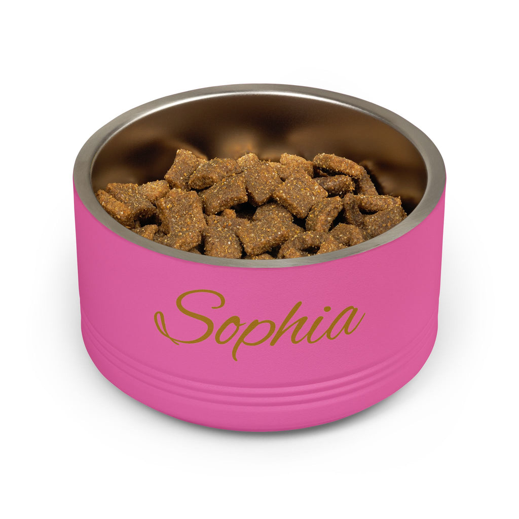 Personalized Dog Bowl — Paw Print Edition • Gold Text • Alex Brush | TS2K Puppies