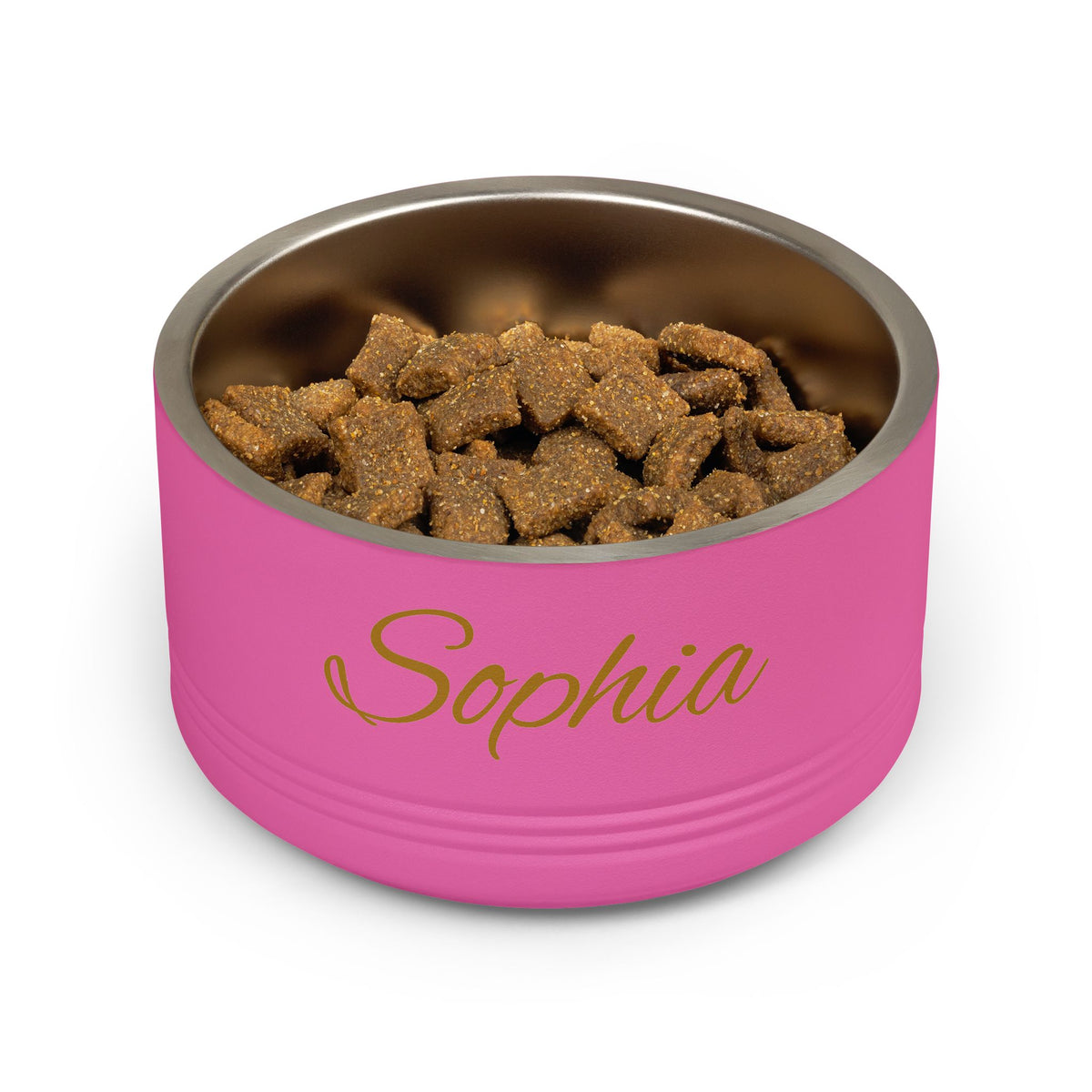 Personalized Dog Bowl — Paw Print Edition • Gold Text • Alex Brush | TS2K Puppies