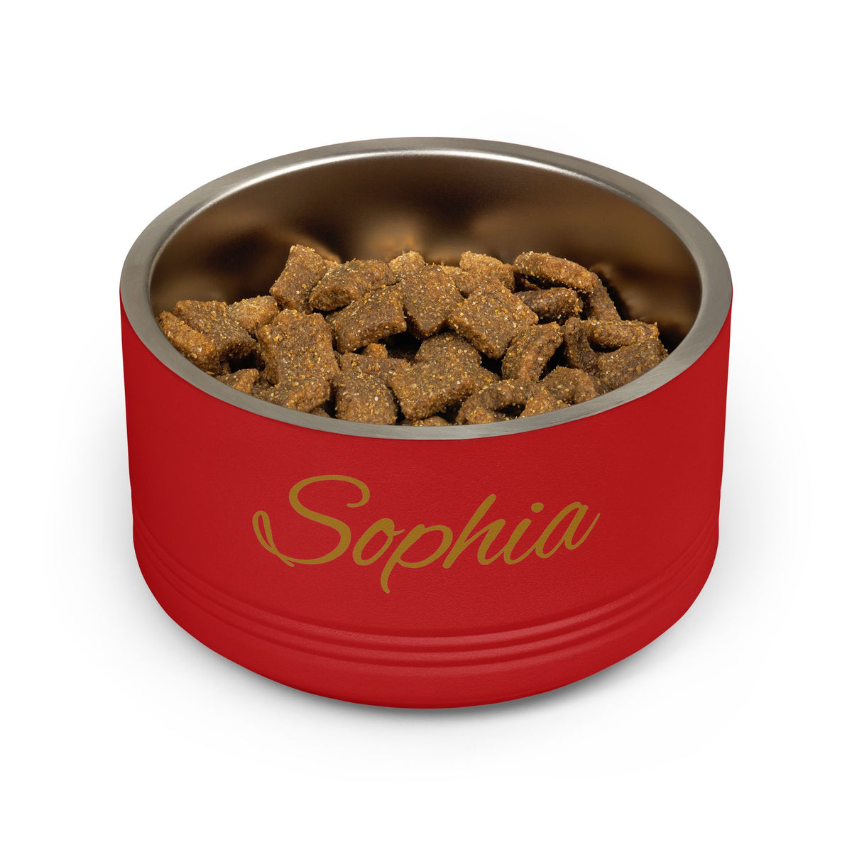 Personalized Dog Bowl — Paw Print Edition • Gold Text • Alex Brush | TS2K Puppies