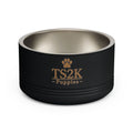 Personalized Dog Bowl — Paw Print Edition • Gold Text • DM Serif Display | TS2K Puppies