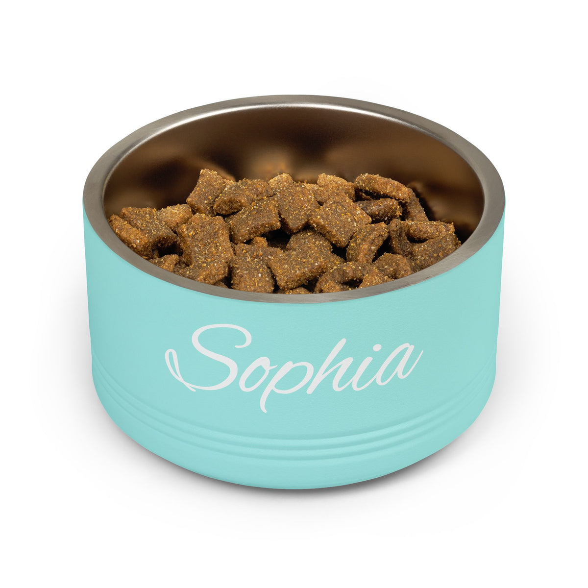 Personalized Dog Bowl — Paw Print Edition • White Text • Alex Brush | TS2K Puppies