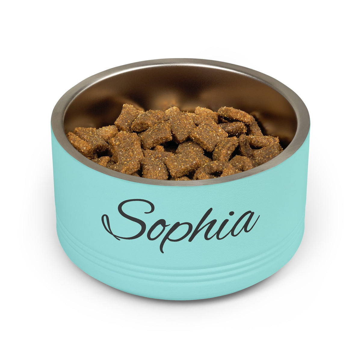 Personalized Dog Bowl — Paw Print Edition • Black Text • Alex Brush | TS2K Puppies