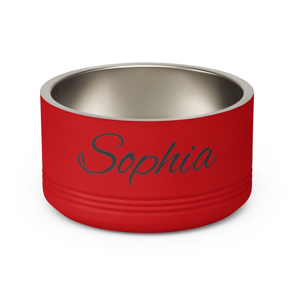 Personalized Dog Bowl — Paw Print Edition • Black Text • Alex Brush | TS2K Puppies