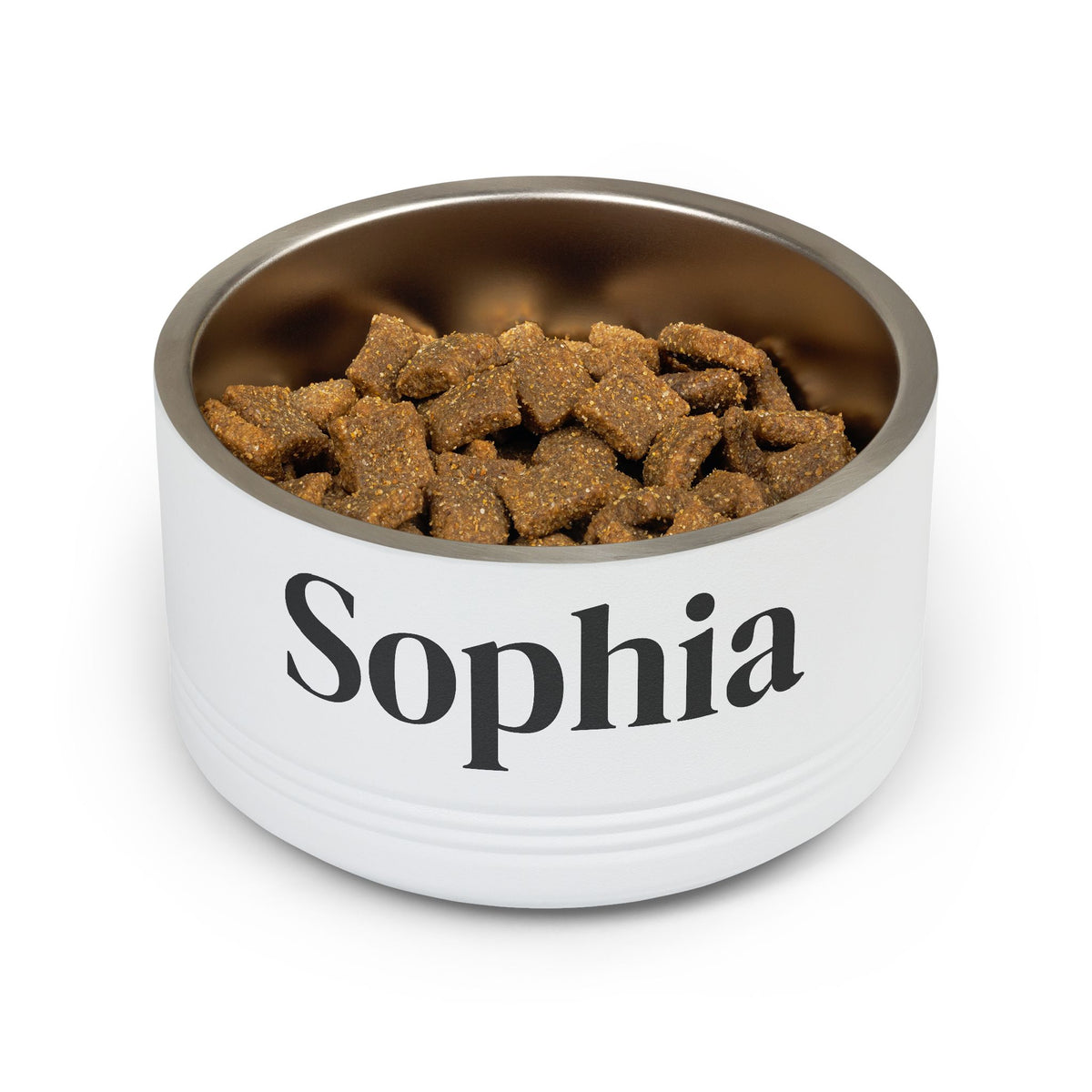 Personalized Dog Bowl — Paw Print Edition • Black Text • DM Serif Display | TS2K Puppies