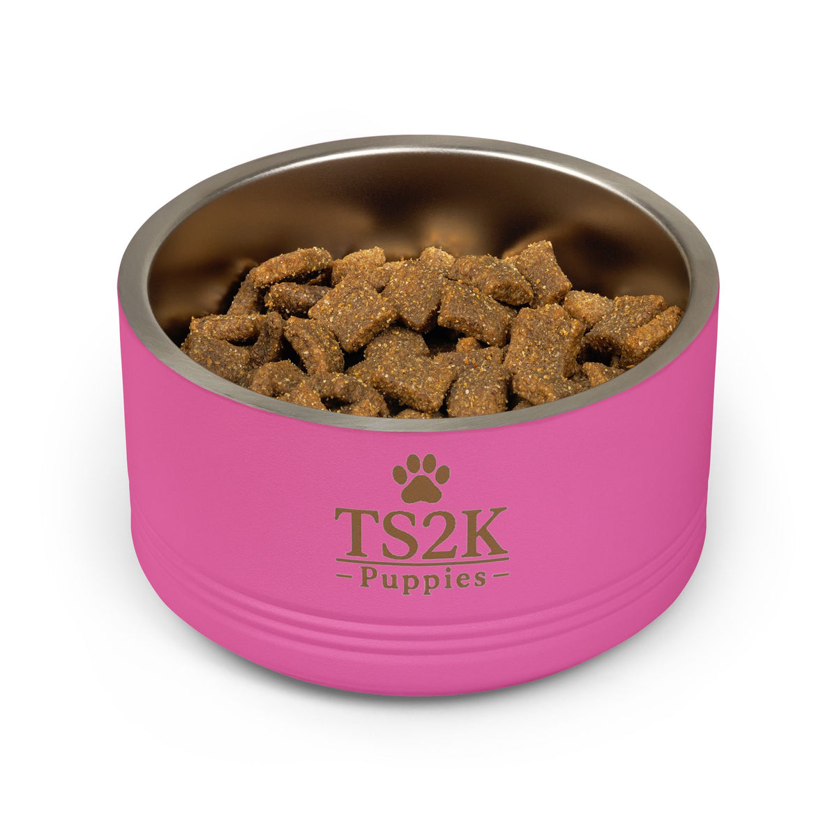 Personalized Dog Bowl — Paw Print Edition • Gold Text • DM Serif Display | TS2K Puppies