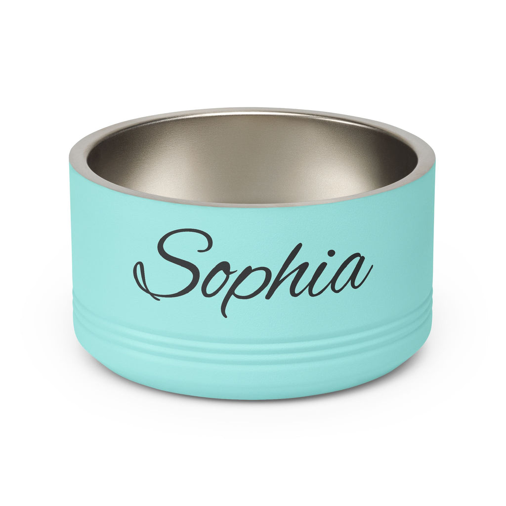 Personalized Dog Bowl — Paw Print Edition • Black Text • Alex Brush | TS2K Puppies