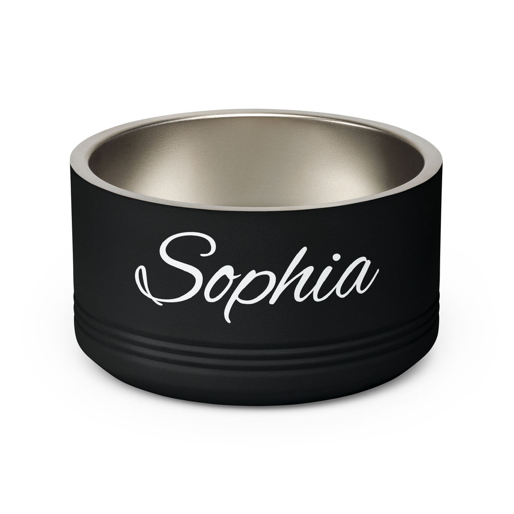 Personalized Dog Bowl — Paw Print Edition • White Text • Alex Brush | TS2K Puppies