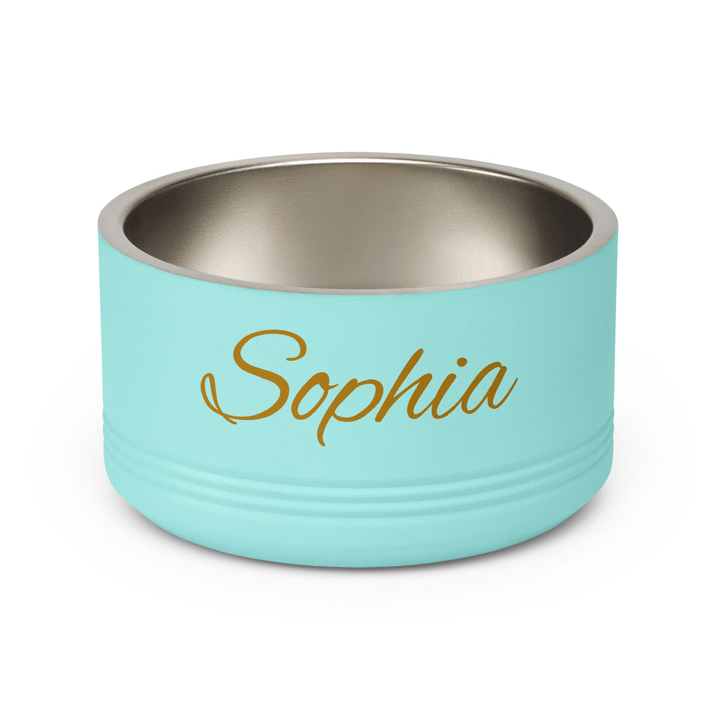 Personalized Dog Bowl — Paw Print Edition • Gold Text • Alex Brush | TS2K Puppies