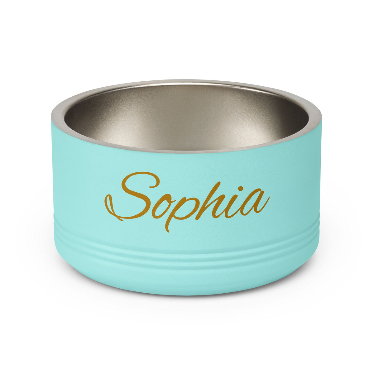 Personalized Dog Bowl — Paw Print Edition • Gold Text • Alex Brush | TS2K Puppies