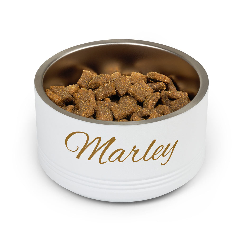 Personalized Dog Bowl — Signature Edition • Gold Text • Alex Brush | TS2K Puppies