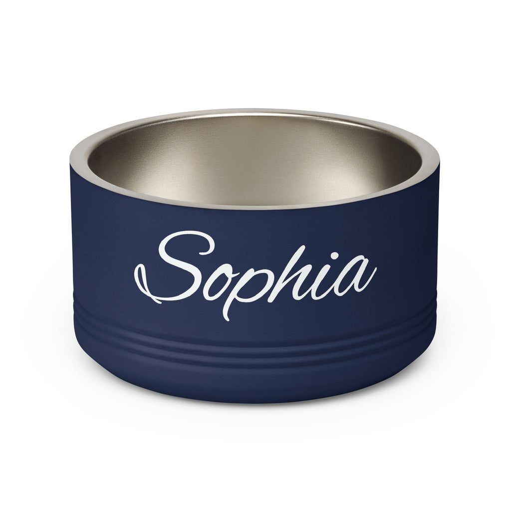 Personalized Dog Bowl — Paw Print Edition • White Text • Alex Brush | TS2K Puppies