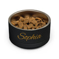 Personalized Dog Bowl — Paw Print Edition • Gold Text • Alex Brush | TS2K Puppies