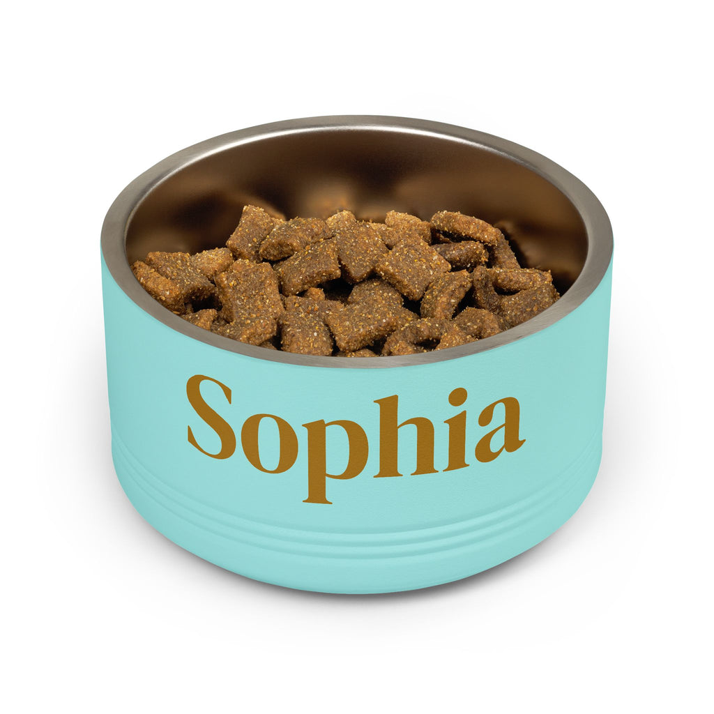 Personalized Dog Bowl — Paw Print Edition • Gold Text • DM Serif Display | TS2K Puppies