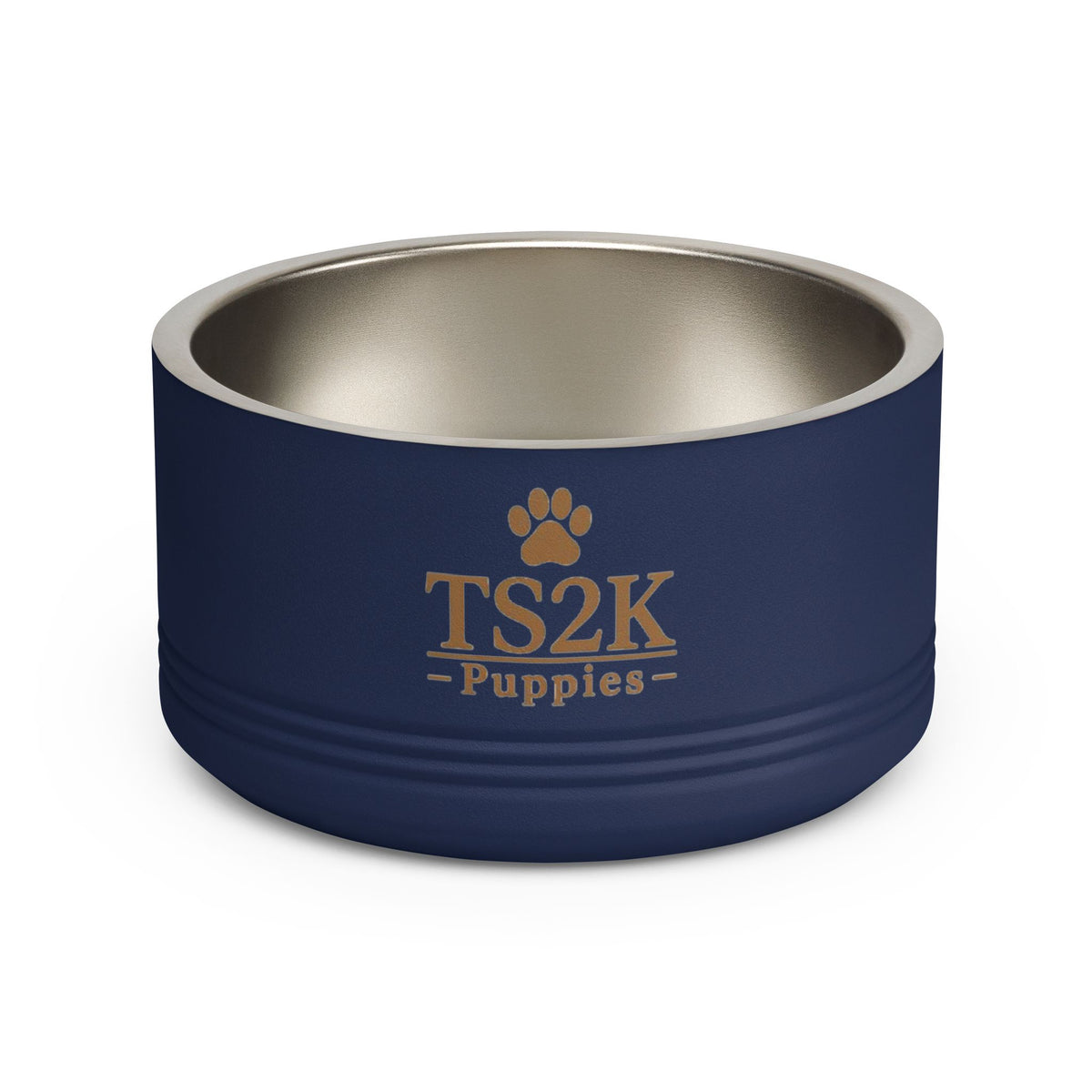 Personalized Dog Bowl — Paw Print Edition • Gold Text • DM Serif Display | TS2K Puppies