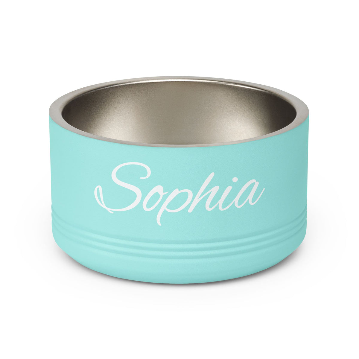 Personalized Dog Bowl — Paw Print Edition • White Text • Alex Brush | TS2K Puppies