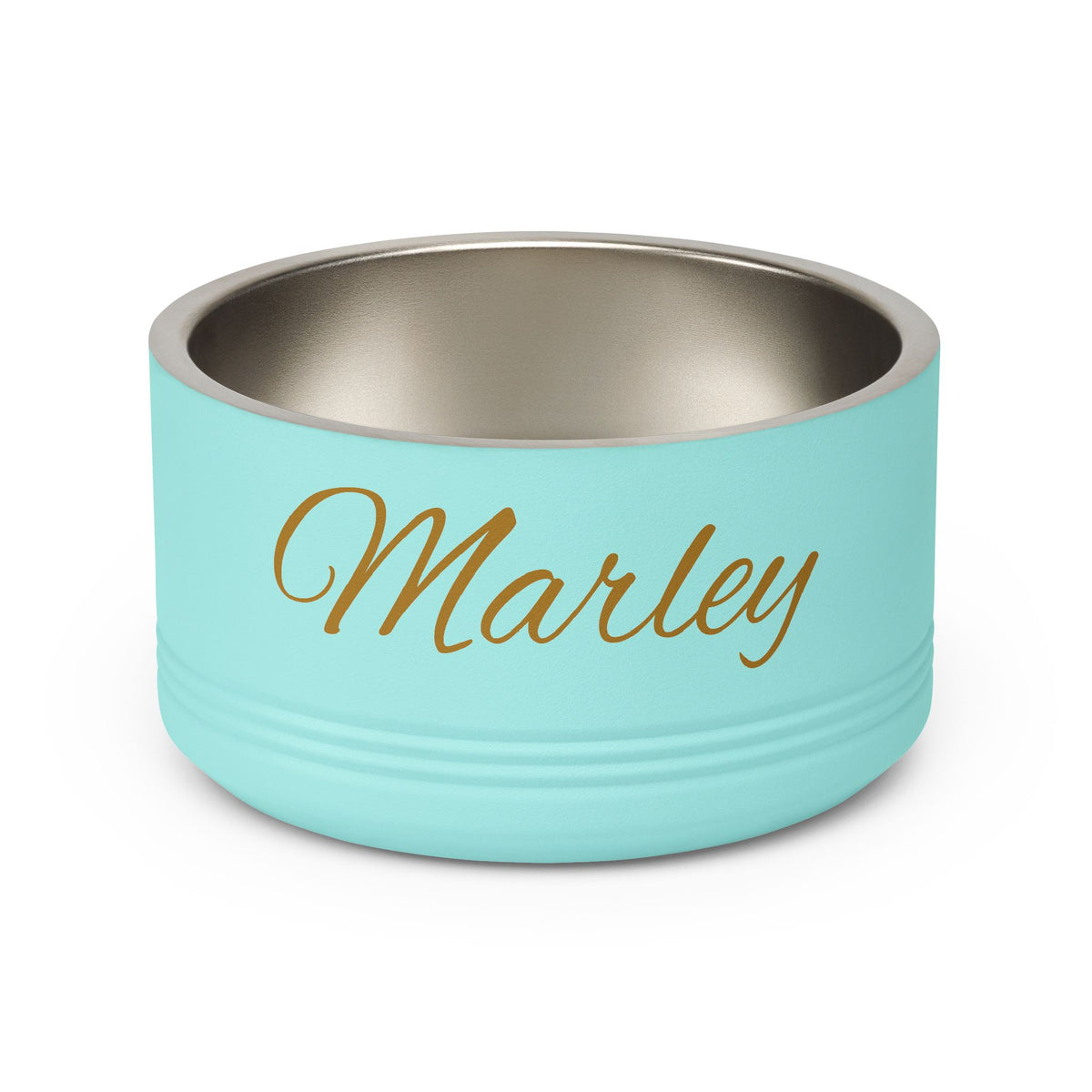 Personalized Dog Bowl — Signature Edition • Gold Text • Alex Brush | TS2K Puppies