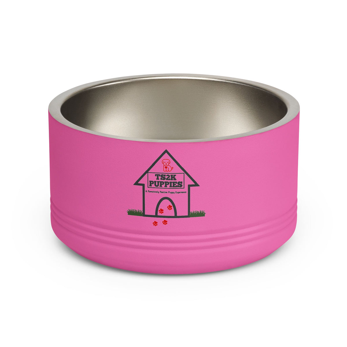 Personalized Dog Bowl — Signature Edition • White Text • DM Serif Display | TS2K Puppies