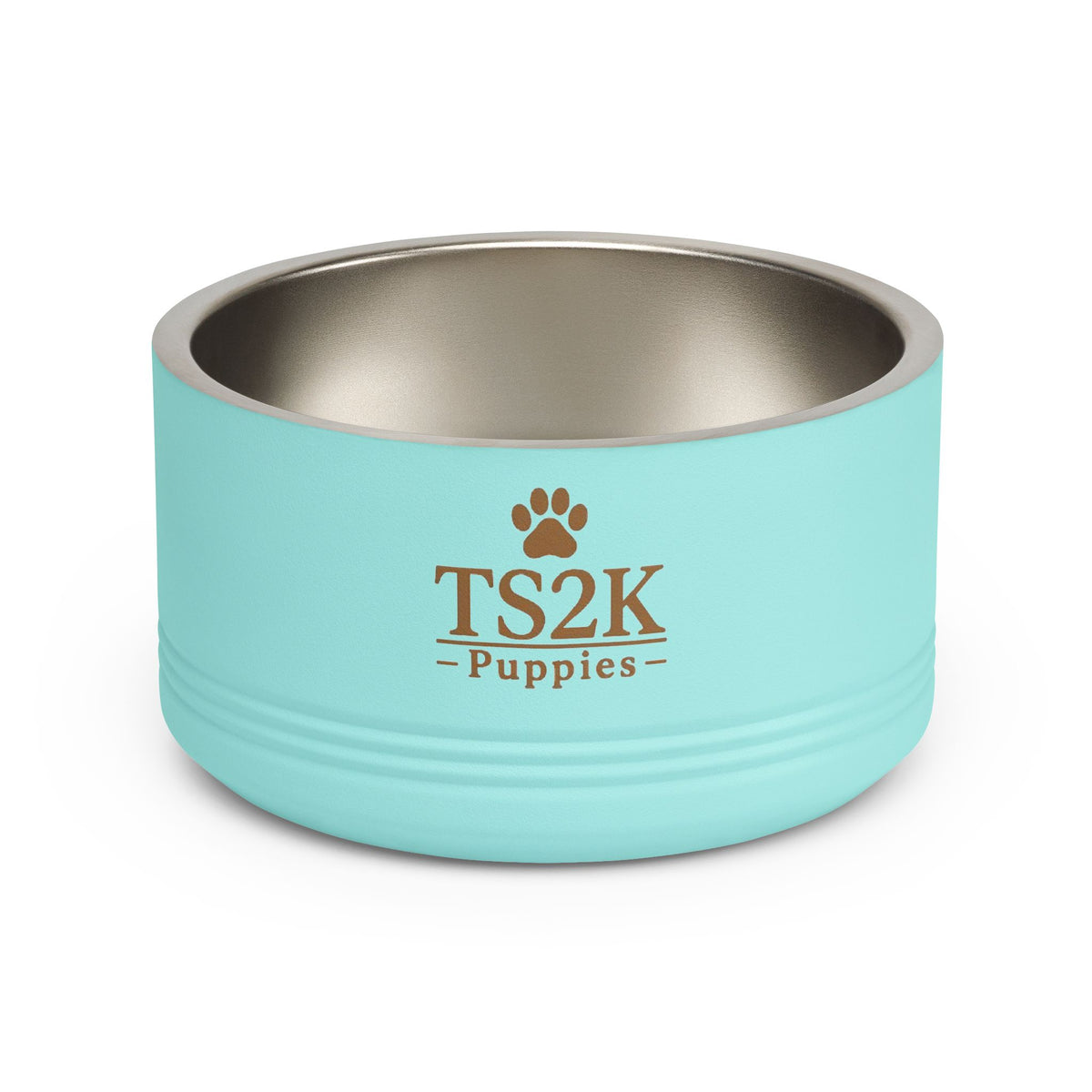 Personalized Dog Bowl — Paw Print Edition • Black Text • Alex Brush | TS2K Puppies