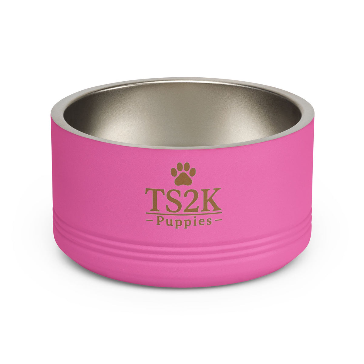 Personalized Dog Bowl — Paw Print Edition • White Text • Alex Brush | TS2K Puppies