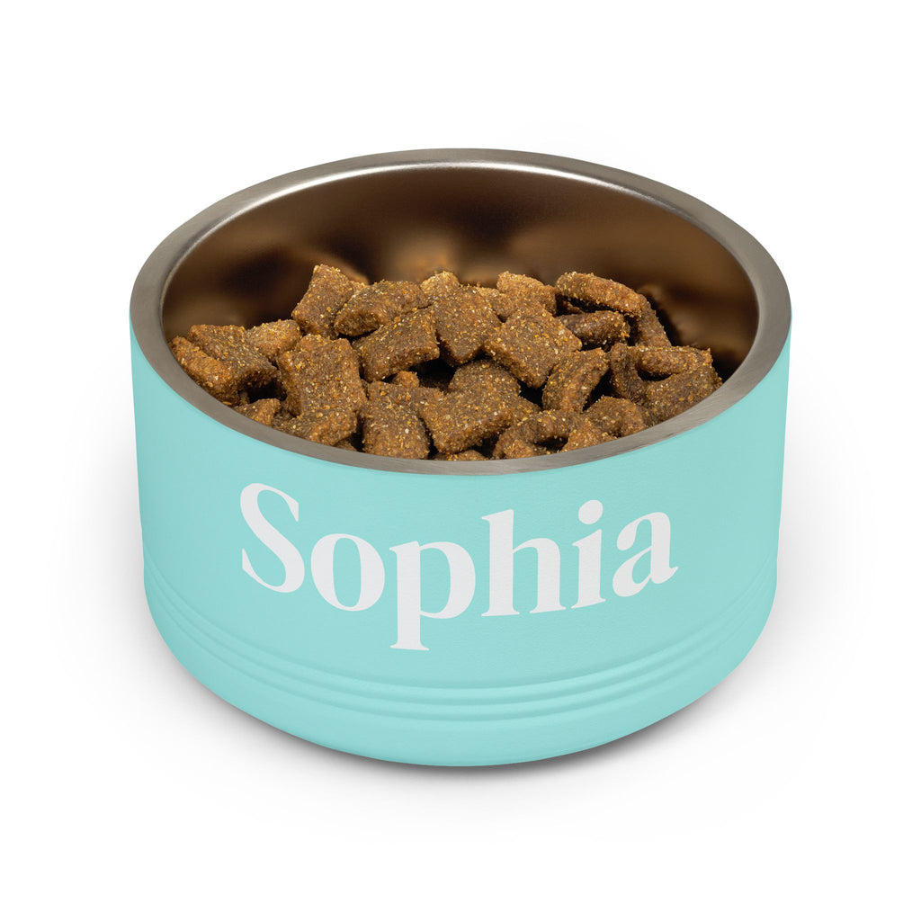 Personalized Dog Bowl — Paw Print Edition • White Text • DM Serif Display | TS2K Puppies