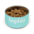 Personalized Dog Bowl — Paw Print Edition • White Text • DM Serif Display | TS2K Puppies