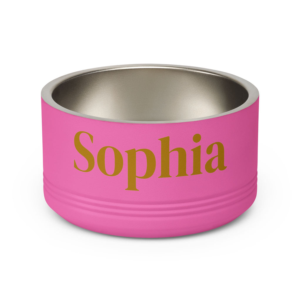 Personalized Dog Bowl — Paw Print Edition • Gold Text • DM Serif Display | TS2K Puppies