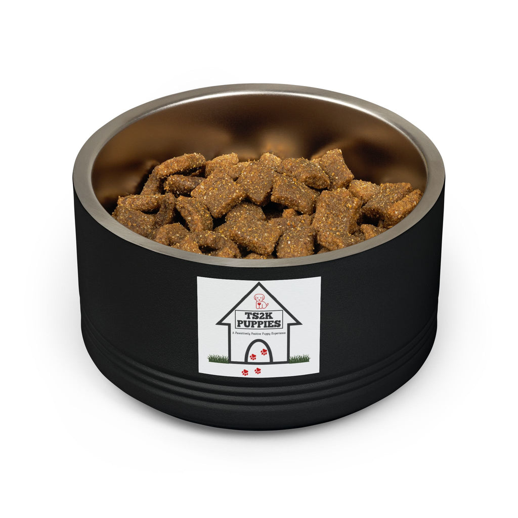 Personalized Dog Bowl — Signature Edition • White Text • DM Serif Display | TS2K Puppies