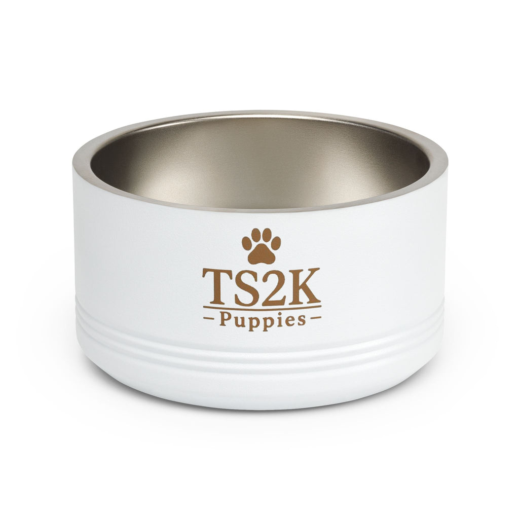 Personalized Dog Bowl — Paw Print Edition • Gold Text • Alex Brush | TS2K Puppies