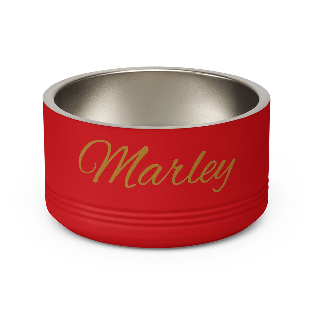 Personalized Dog Bowl — Signature Edition • Gold Text • Alex Brush | TS2K Puppies
