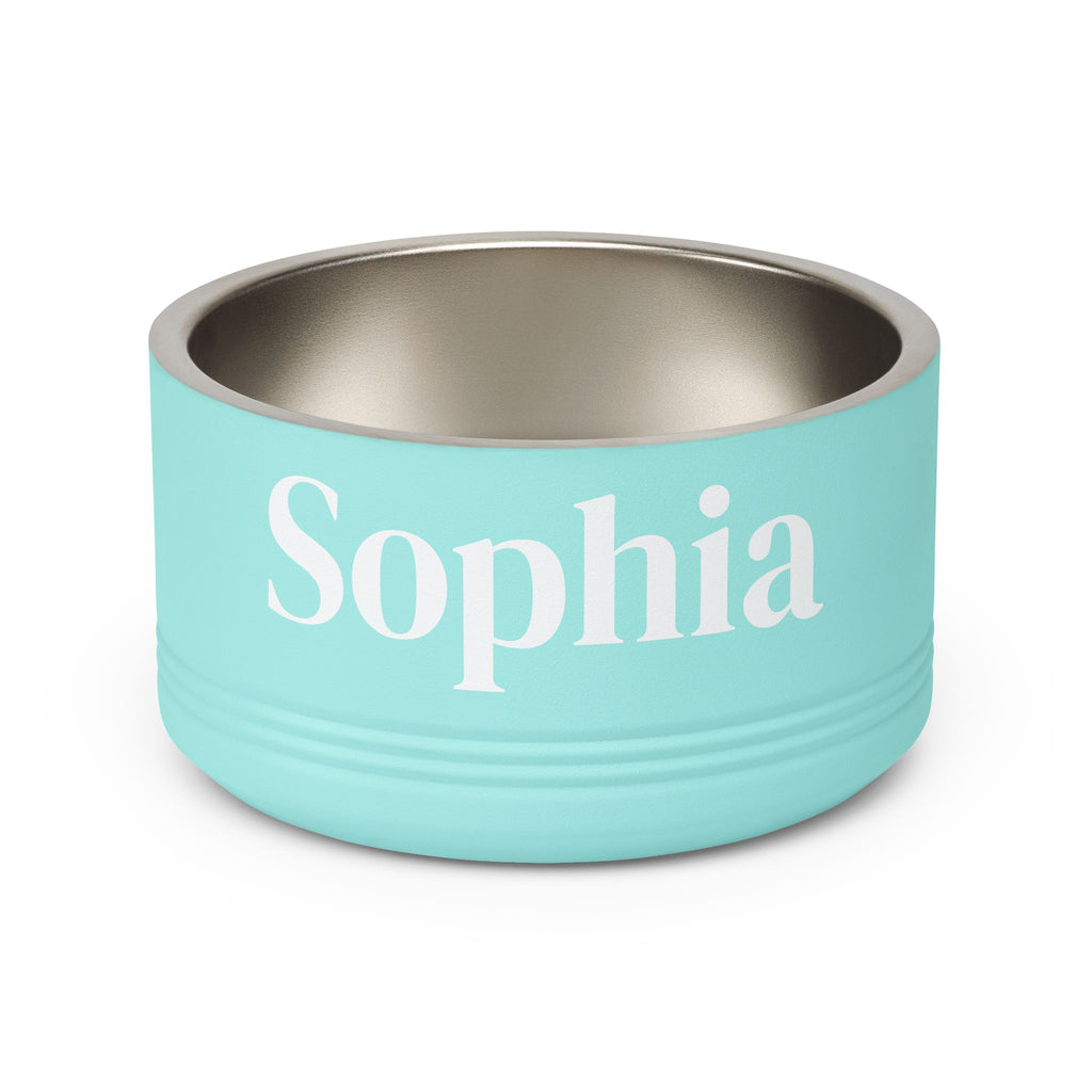 Personalized Dog Bowl — Paw Print Edition • White Text • DM Serif Display | TS2K Puppies