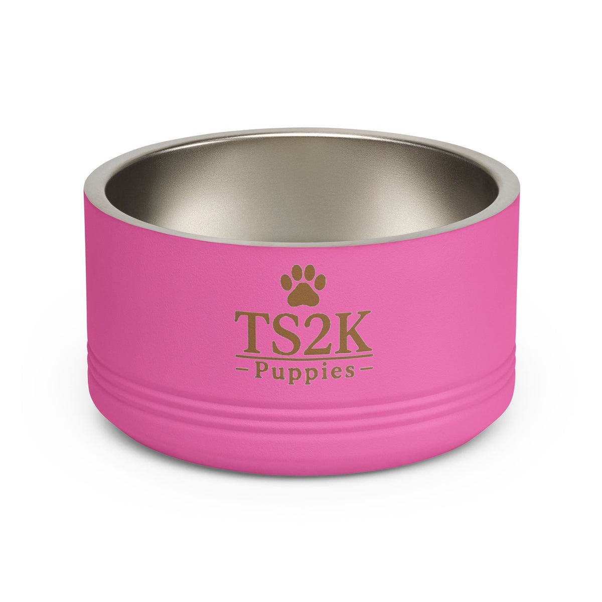 Personalized Dog Bowl — Paw Print Edition • Gold Text • DM Serif Display | TS2K Puppies