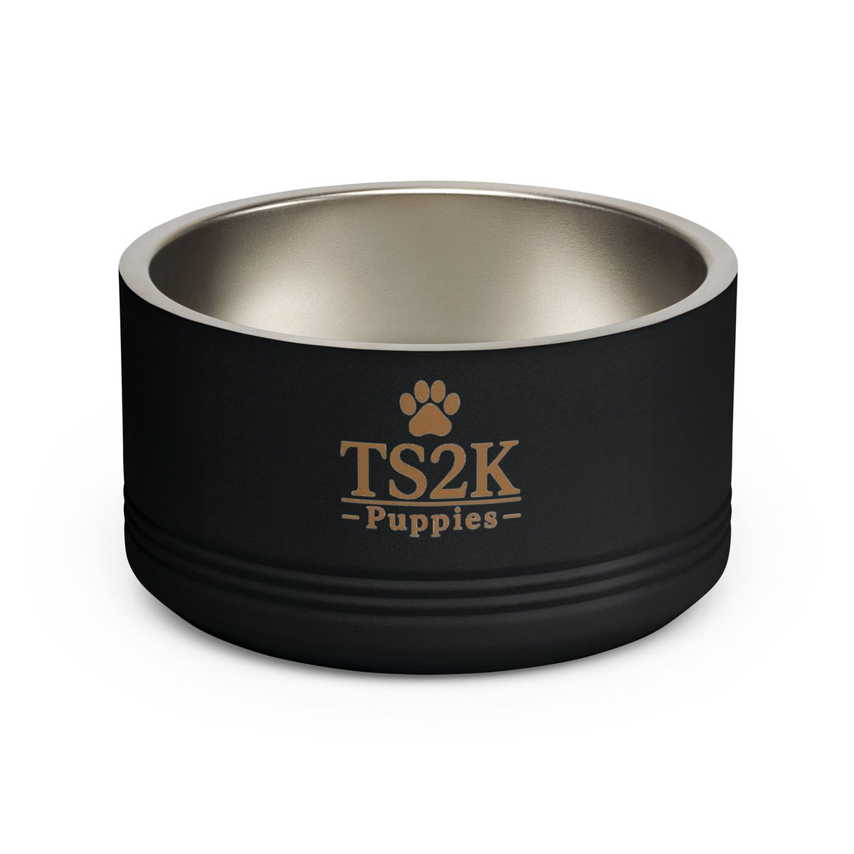 Personalized Dog Bowl — Paw Print Edition • White Text • Alex Brush | TS2K Puppies