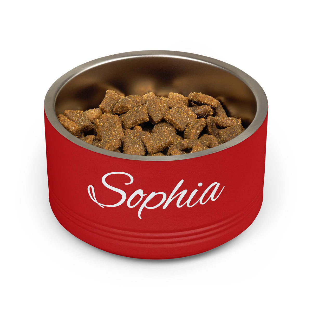 Personalized Dog Bowl — Paw Print Edition • White Text • Alex Brush | TS2K Puppies