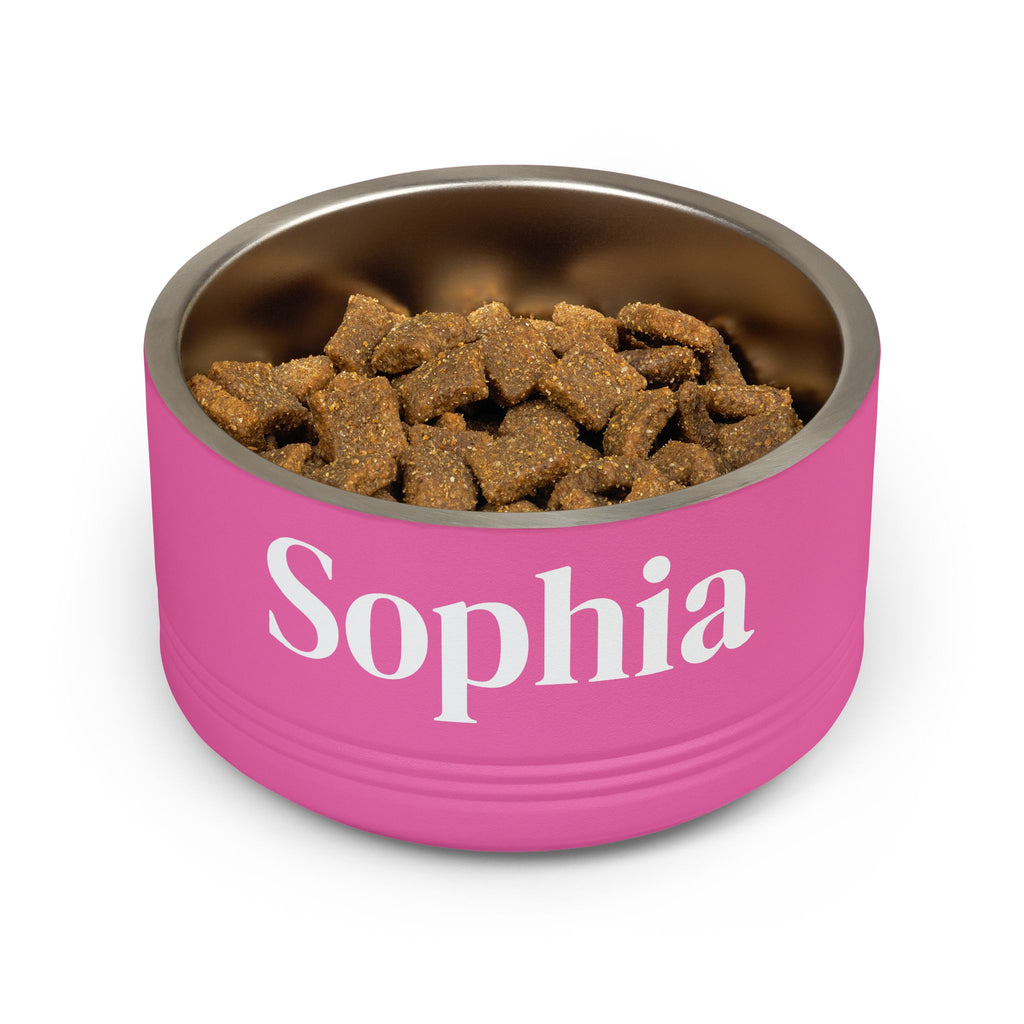 Personalized Dog Bowl — Paw Print Edition • White Text • DM Serif Display | TS2K Puppies