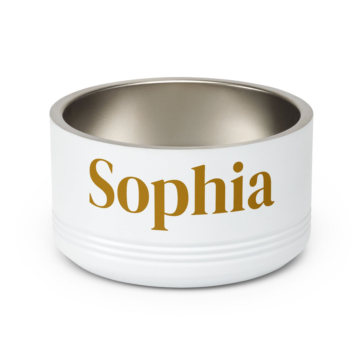 Personalized Dog Bowl — Paw Print Edition • Gold Text • DM Serif Display | TS2K Puppies