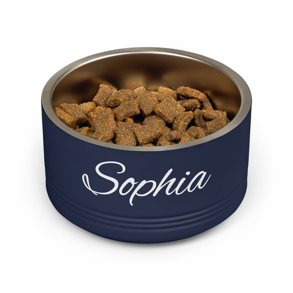 Personalized Dog Bowl — Paw Print Edition • White Text • Alex Brush | TS2K Puppies