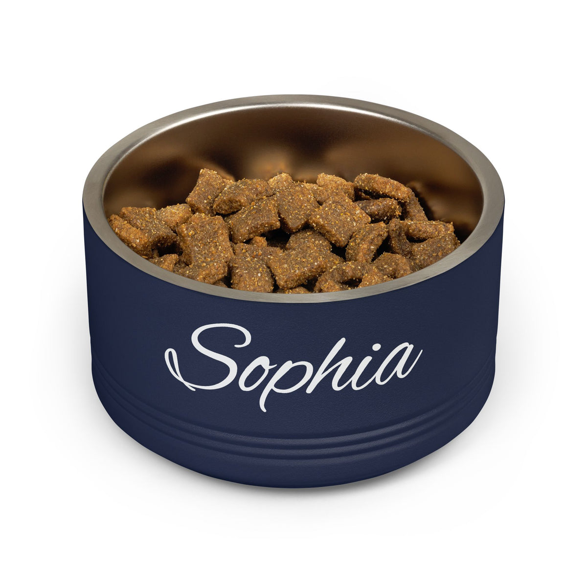 Personalized Dog Bowl — Paw Print Edition • White Text • Alex Brush | TS2K Puppies