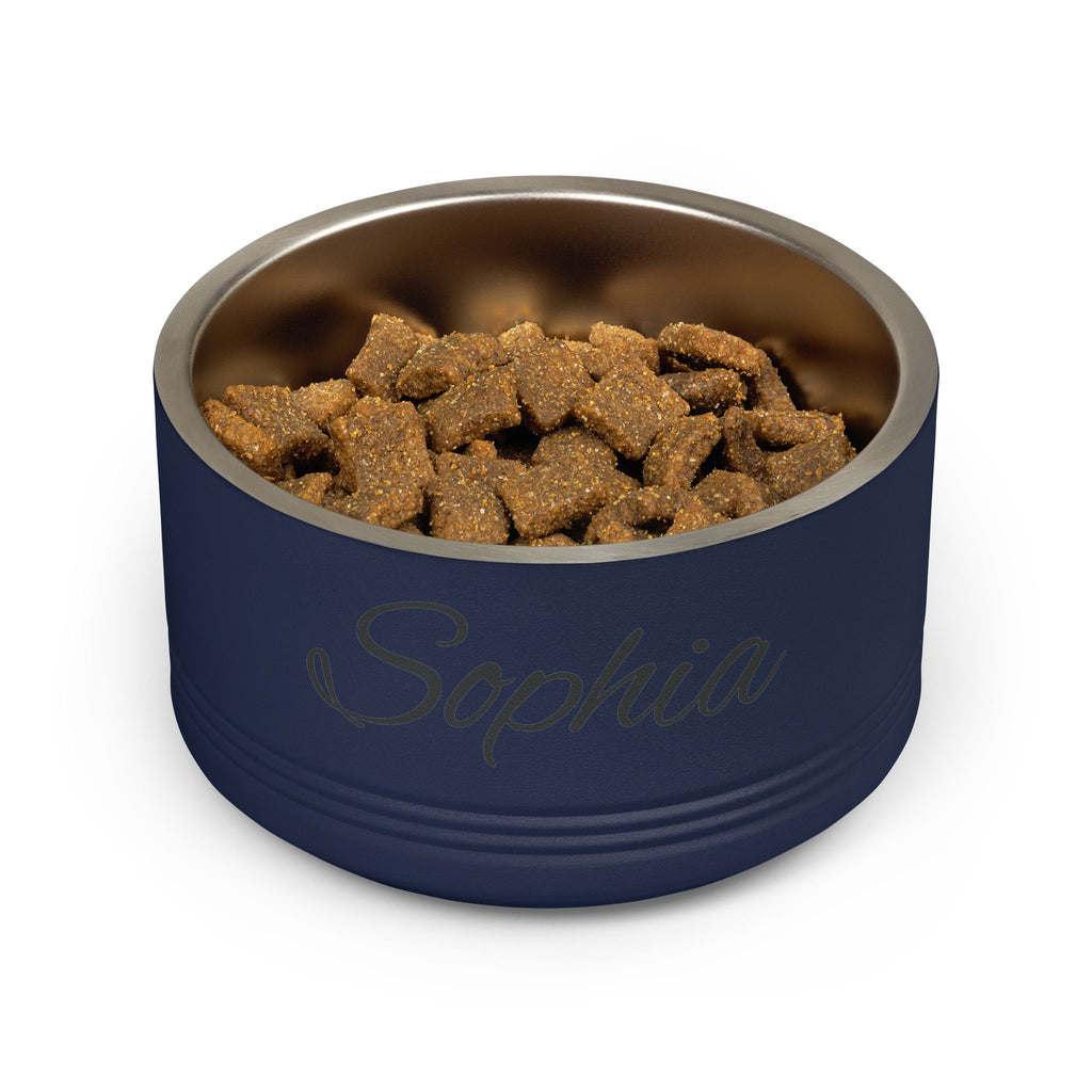 Personalized Dog Bowl — Paw Print Edition • Black Text • Alex Brush | TS2K Puppies