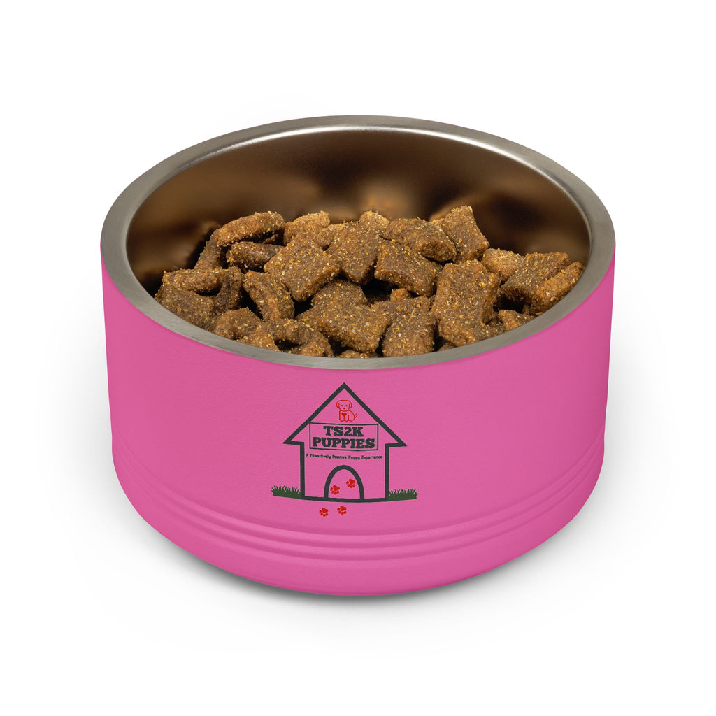 Personalized Dog Bowl — Signature Edition • White Text • DM Serif Display | TS2K Puppies