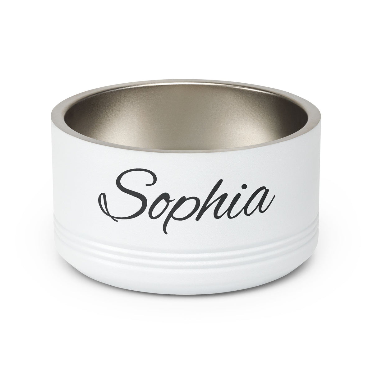 Personalized Dog Bowl — Paw Print Edition • Black Text • Alex Brush | TS2K Puppies