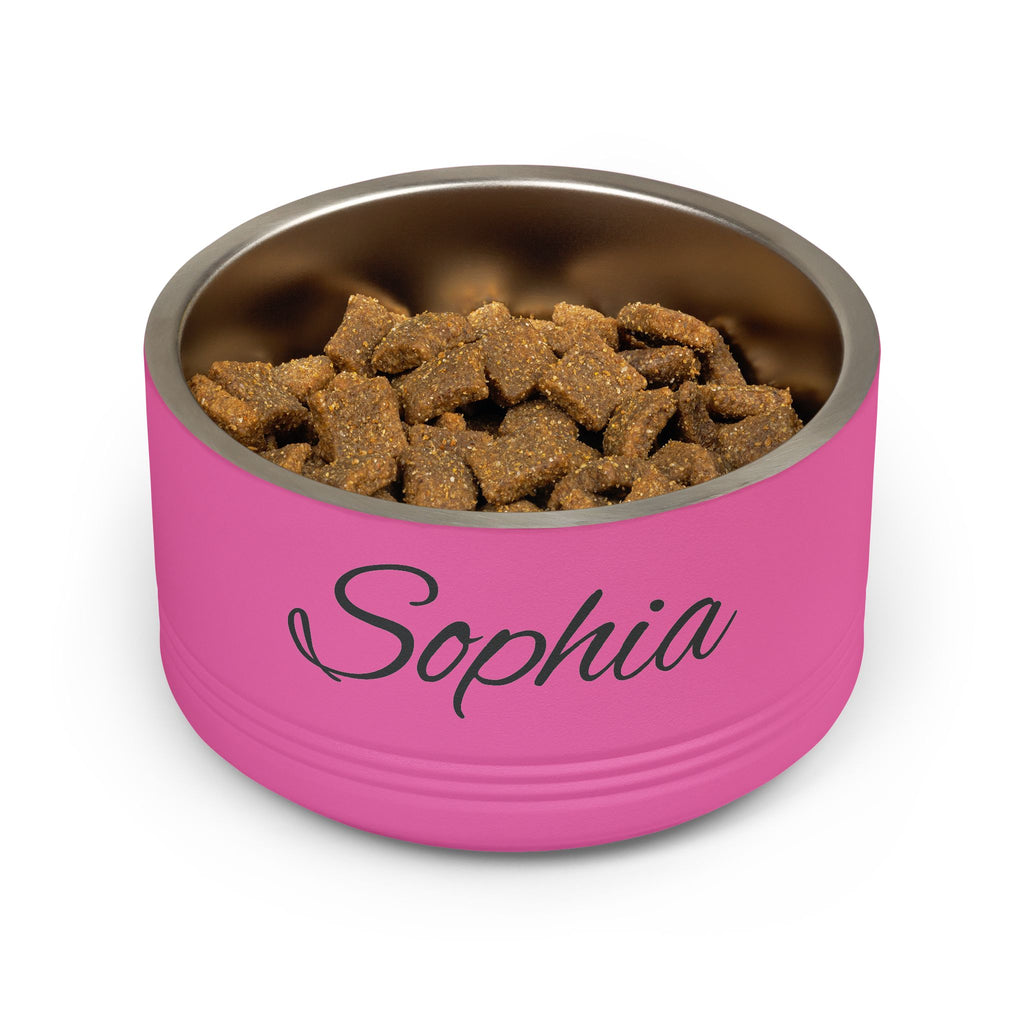 Personalized Dog Bowl — Paw Print Edition • Black Text • Alex Brush | TS2K Puppies