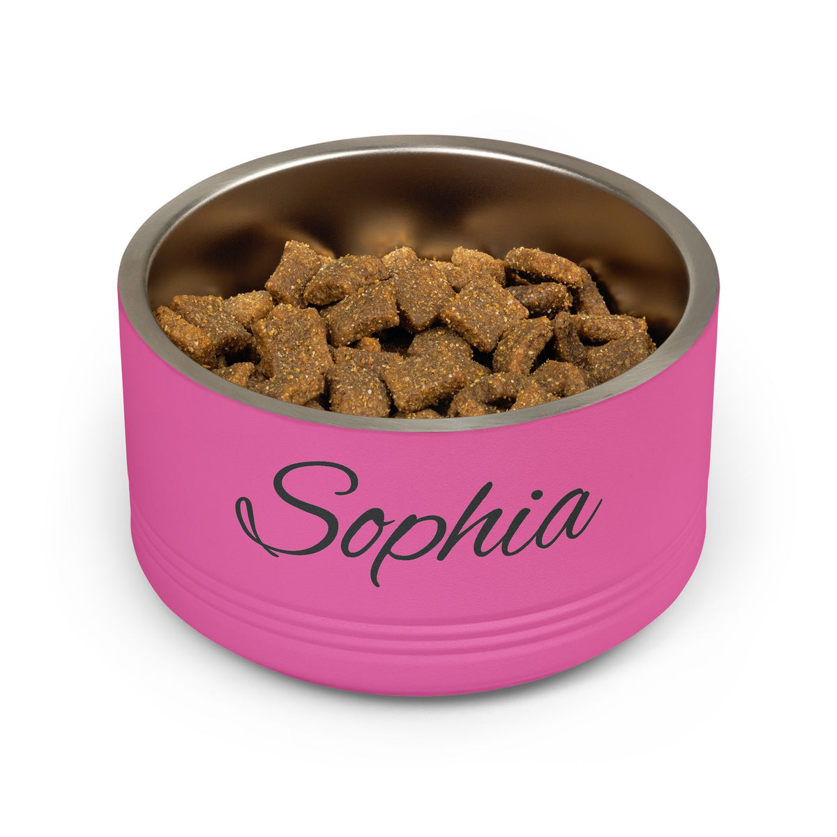 Personalized Dog Bowl — Paw Print Edition • Black Text • Alex Brush | TS2K Puppies