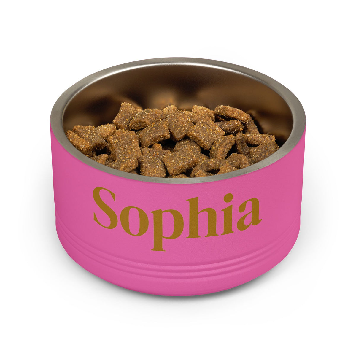 Personalized Dog Bowl — Paw Print Edition • Gold Text • DM Serif Display | TS2K Puppies