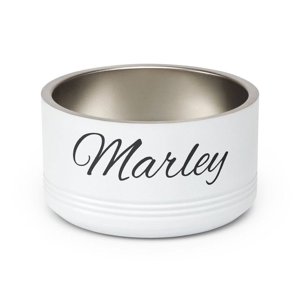 Personalized Dog Bowl — Signature Edition • Black Text • Alex Brush | TS2K Puppies