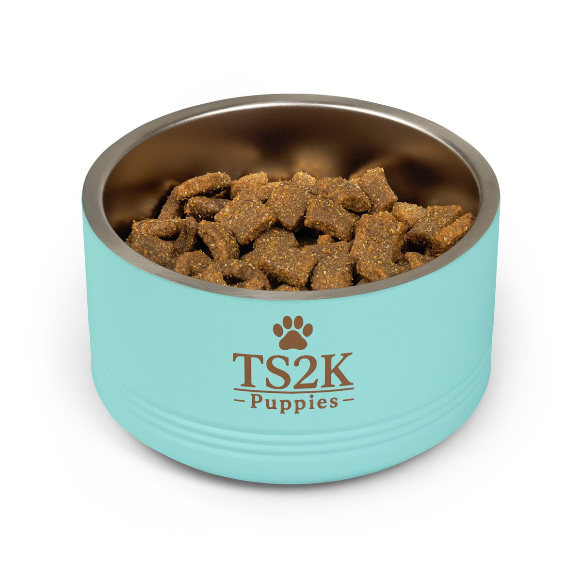 Personalized Dog Bowl — Paw Print Edition • Gold Text • Alex Brush | TS2K Puppies