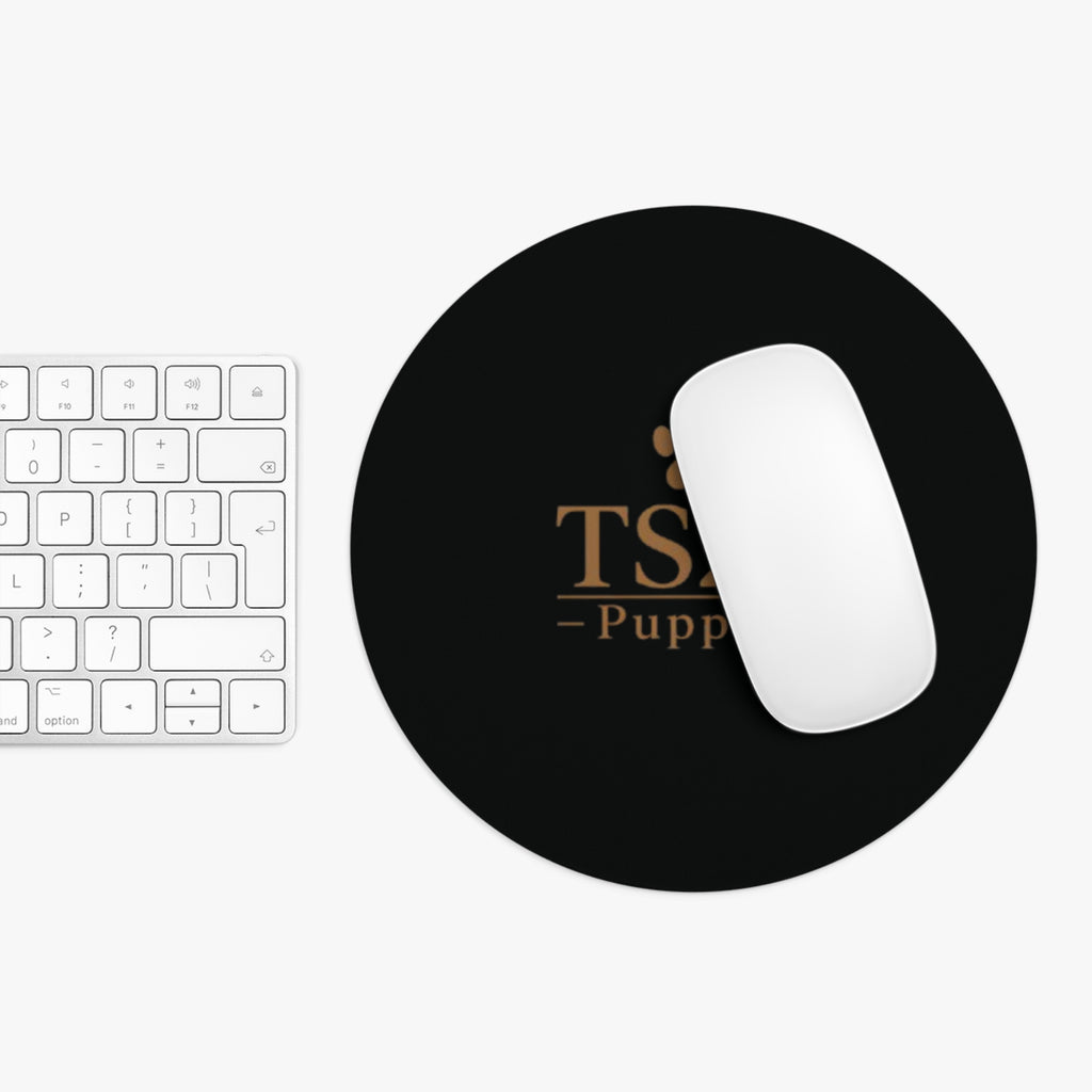TS2K Puppies Round Mouse Pad – Black Paw Logo Desk Mat for Dog Lovers