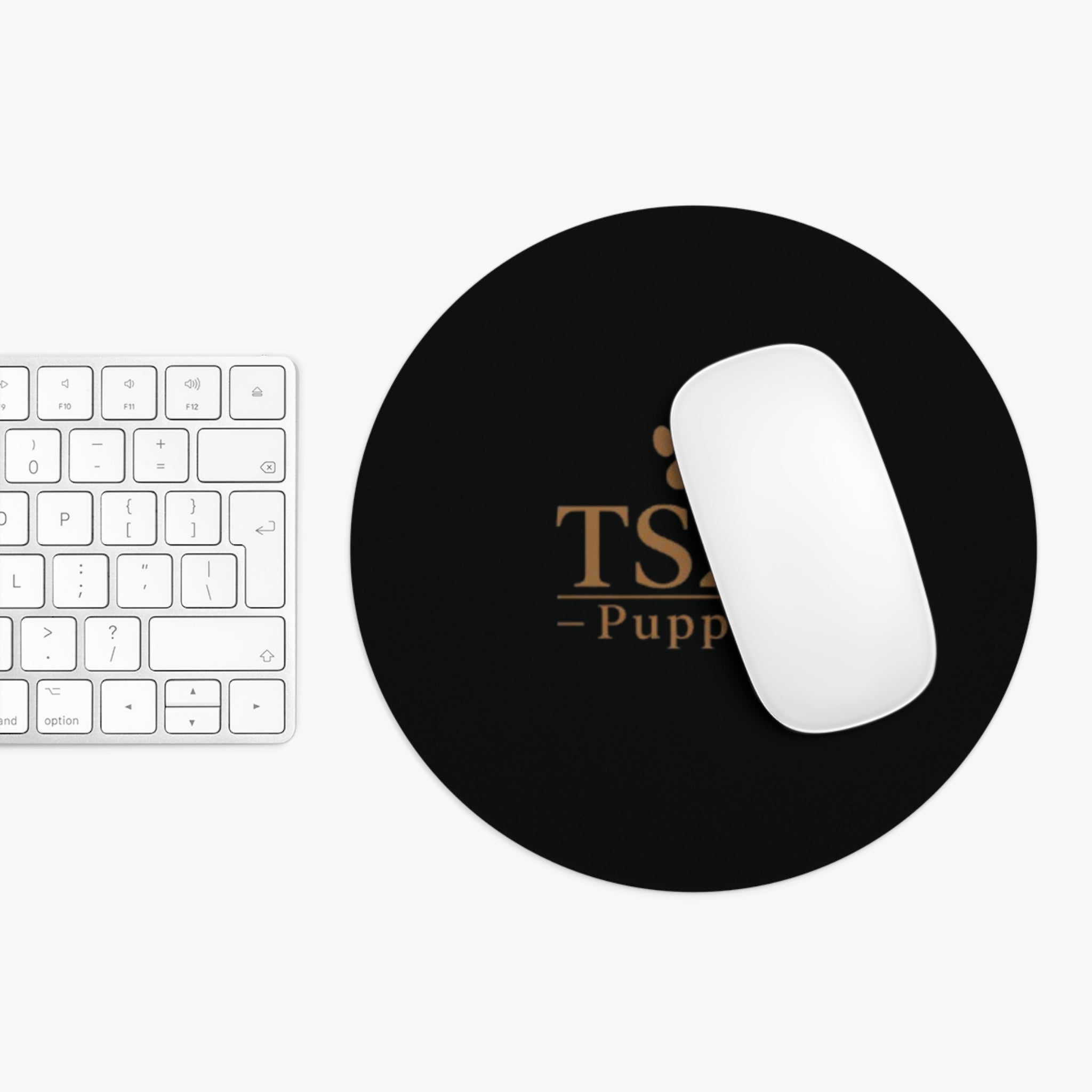TS2K Puppies Round Mouse Pad – Black Paw Logo Desk Mat for Dog Lovers